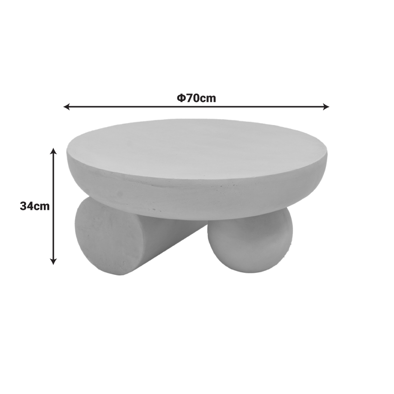 Tavolinë kafeje Mikawa pakoworld MGO krem D70x34cm