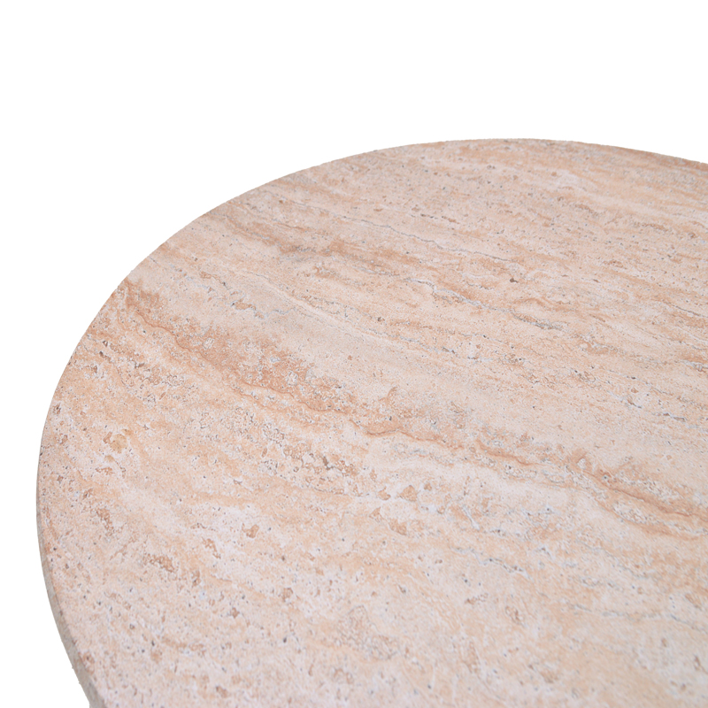 Tavolinë kafeje Mikawa pakoworld MGO me pamje travertini D70x34cm