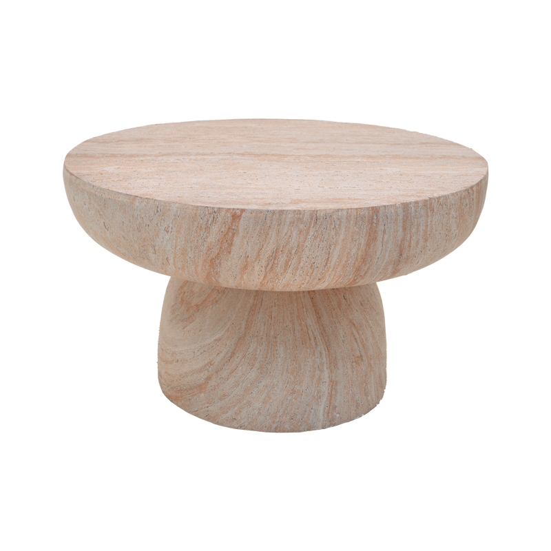 Tavolinë kafeje Nuebo pakoworld MGO me pamje travertini D70x41.5cm