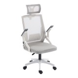 Karrige zyre Plymoth pakoworld e bardhë-rrjetë gri 48x58x112-122cm