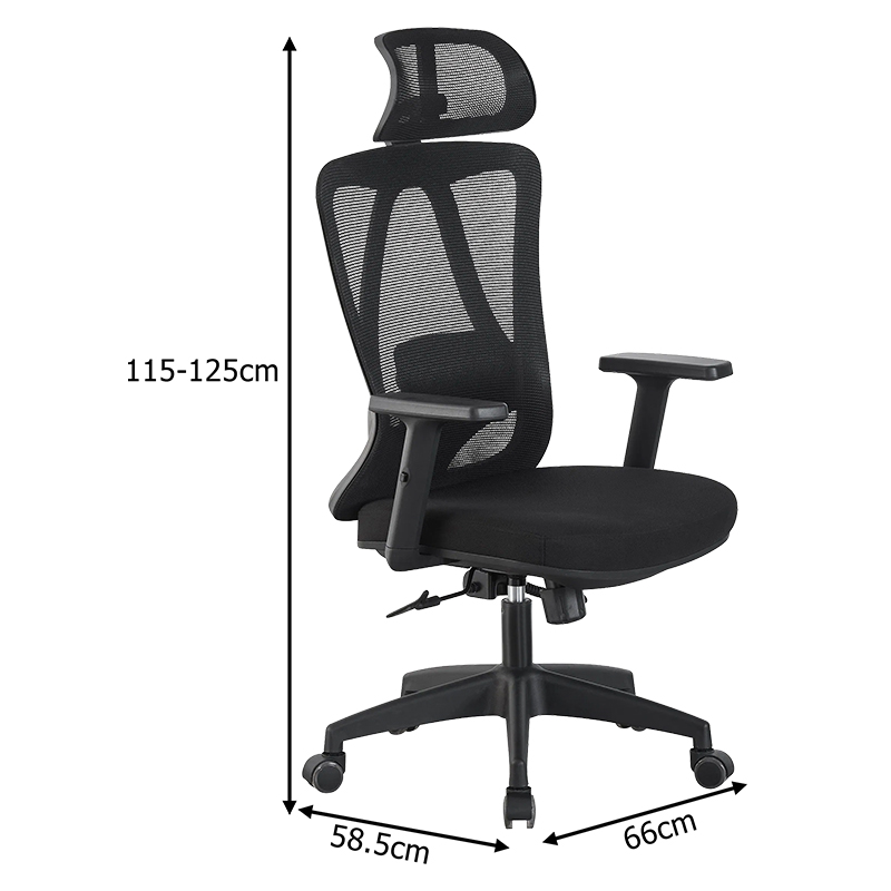Karrige zyre menaxheri Magida pakoworld me rrjetë të zezë 58.5x66x115-125cm