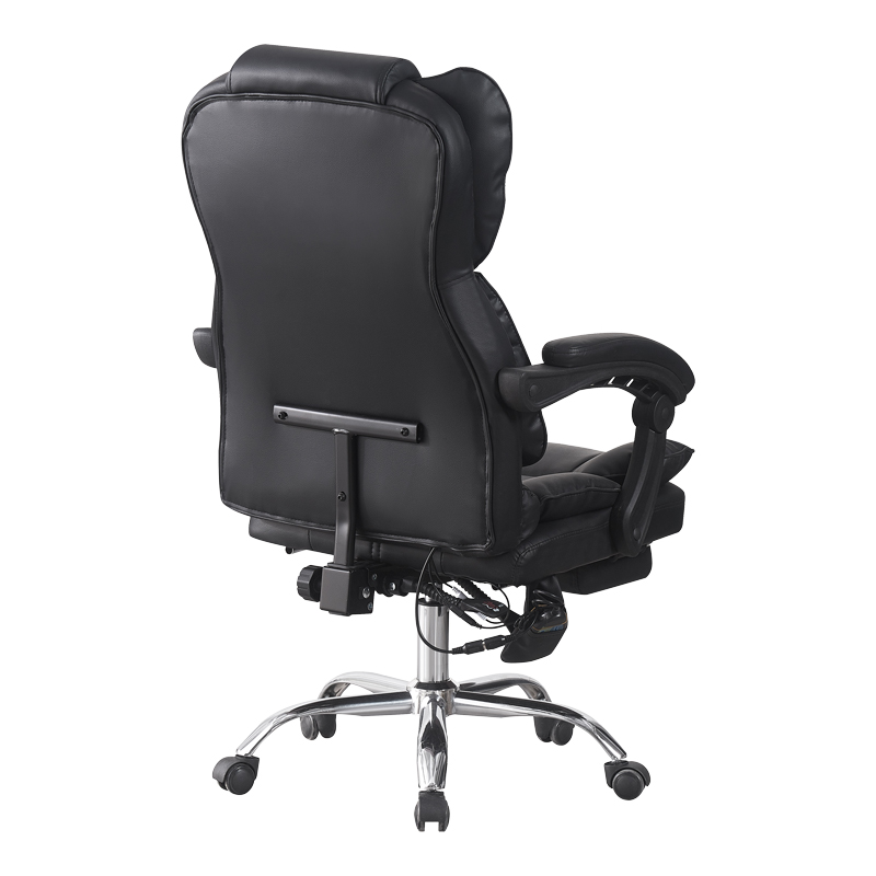 Karrige zyre drejtori me mbështetëse këmbësh dhe masazh Ekse pakoworld pu e zezë 64.5x75x109-119cm
