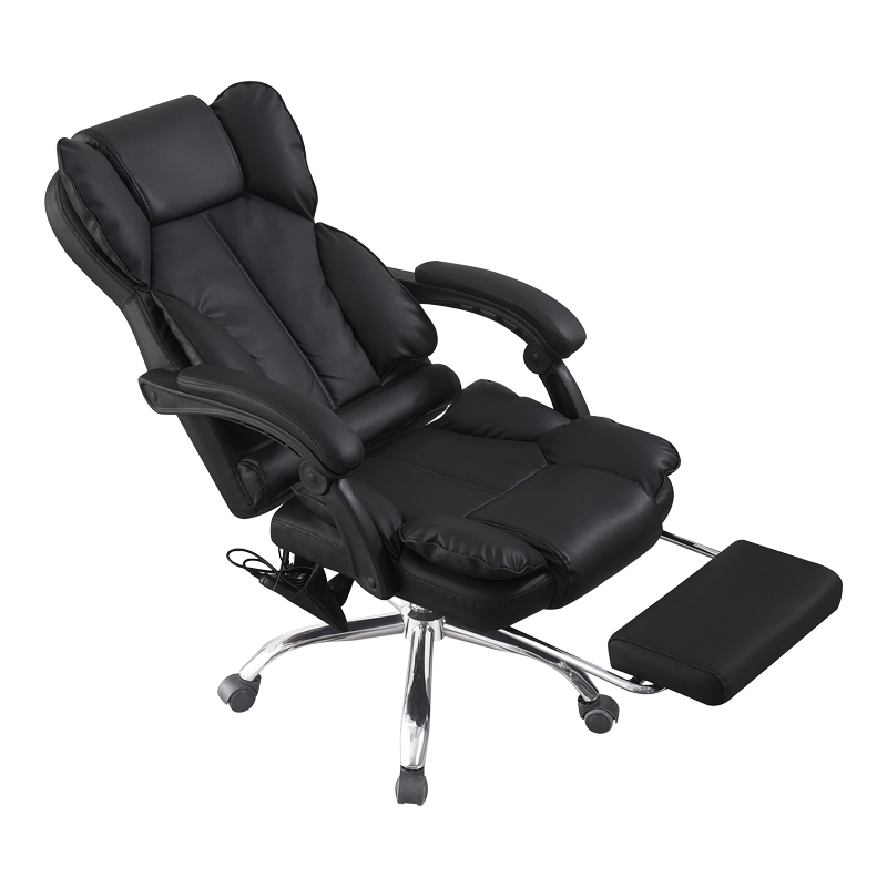 Karrige zyre drejtori me mbështetëse këmbësh dhe masazh Ekse pakoworld pu e zezë 64.5x75x109-119cm