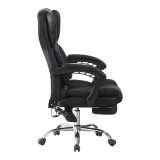 Karrige zyre drejtori me mbështetëse këmbësh dhe masazh Ekse pakoworld pu e zezë 64.5x75x109-119cm