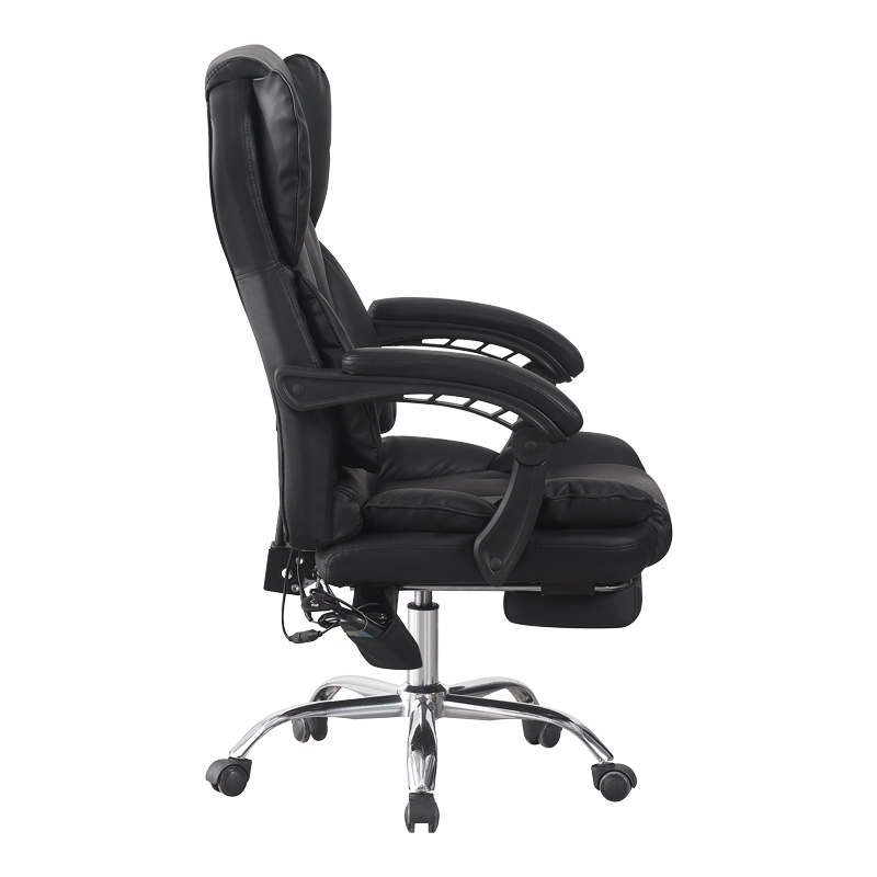 Karrige zyre drejtori me mbështetëse këmbësh dhe masazh Ekse pakoworld pu e zezë 64.5x75x109-119cm