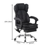 Karrige zyre drejtori me mbështetëse këmbësh dhe masazh Ekse pakoworld pu e zezë 64.5x75x109-119cm