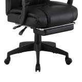 Karrige zyre drejtori me mbështetëse këmbësh Garnut pakoworld pu e zezë 69x75x116-126cm