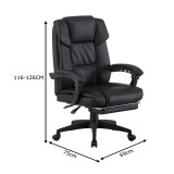 Karrige zyre drejtori me mbështetëse këmbësh Garnut pakoworld pu e zezë 69x75x116-126cm