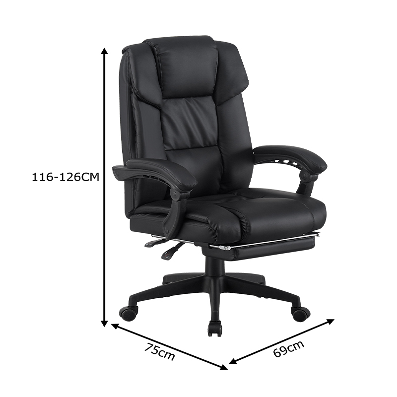 Karrige zyre drejtori me mbështetëse këmbësh Garnut pakoworld pu e zezë 69x75x116-126cm