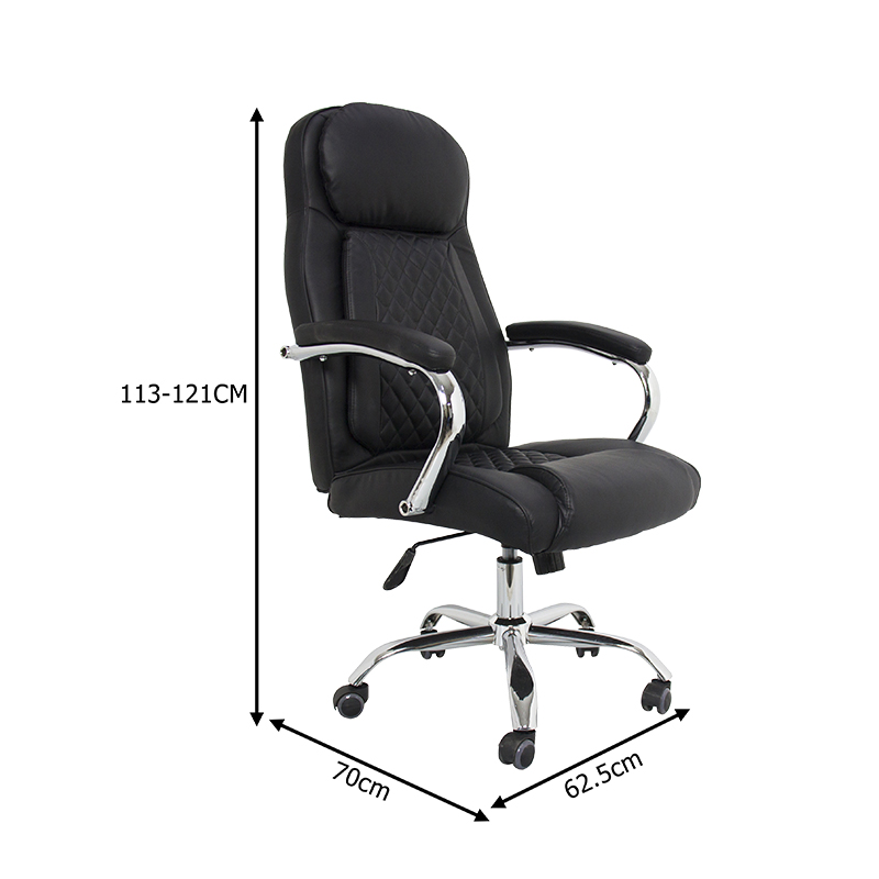 Karrige zyre menaxheri Stoldi pakoworld pu e zezë 62.5x70x113-121cm