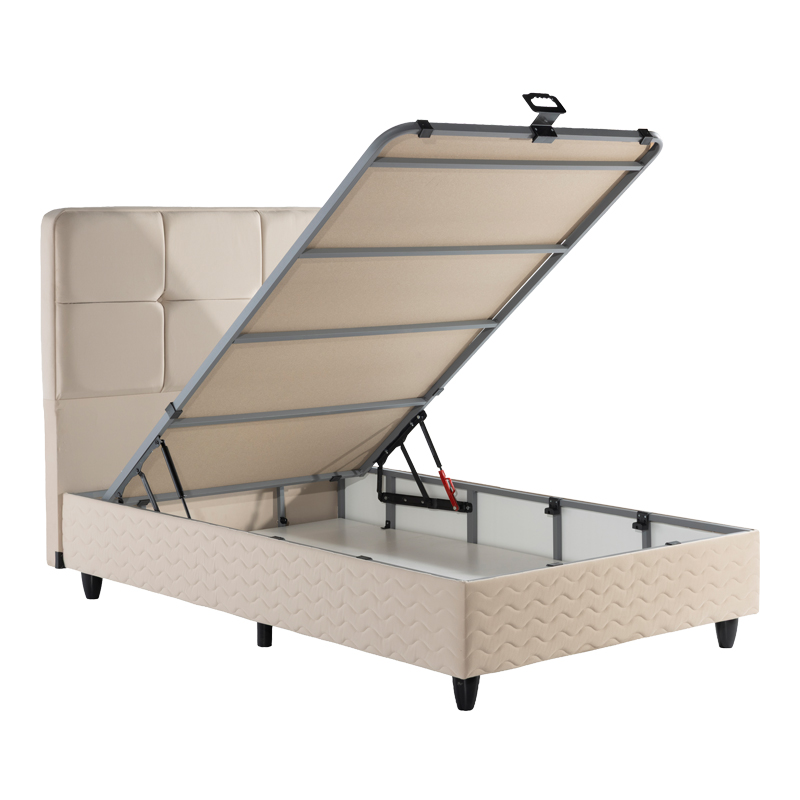Krevat gjysmë-dopio Punto pakoworld me hapësirë magazinimi kadife krem 120x200cm