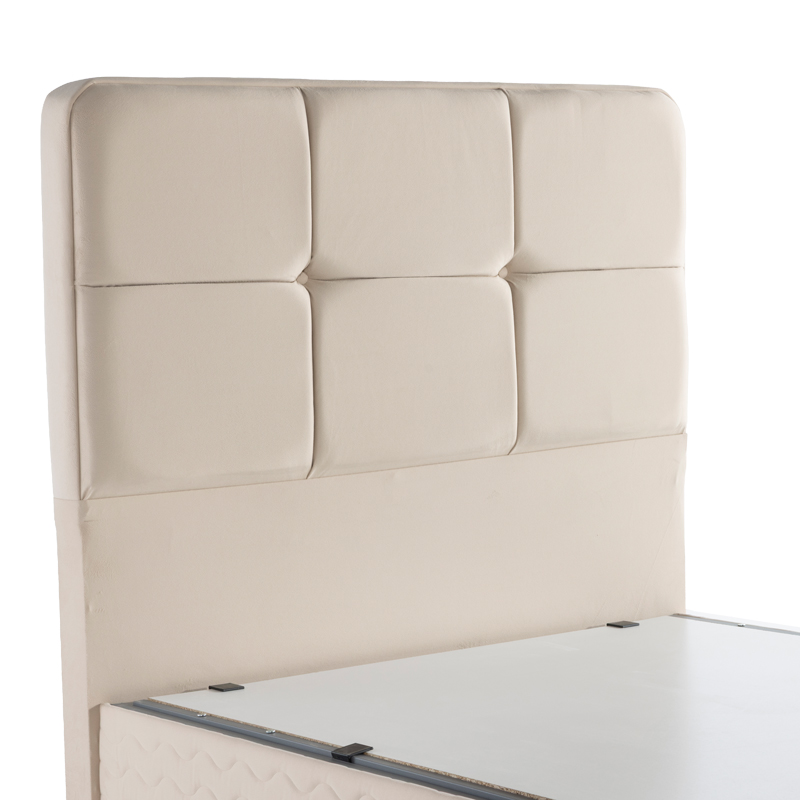 Krevat gjysmë-dopio Punto pakoworld me hapësirë magazinimi kadife krem 120x200cm