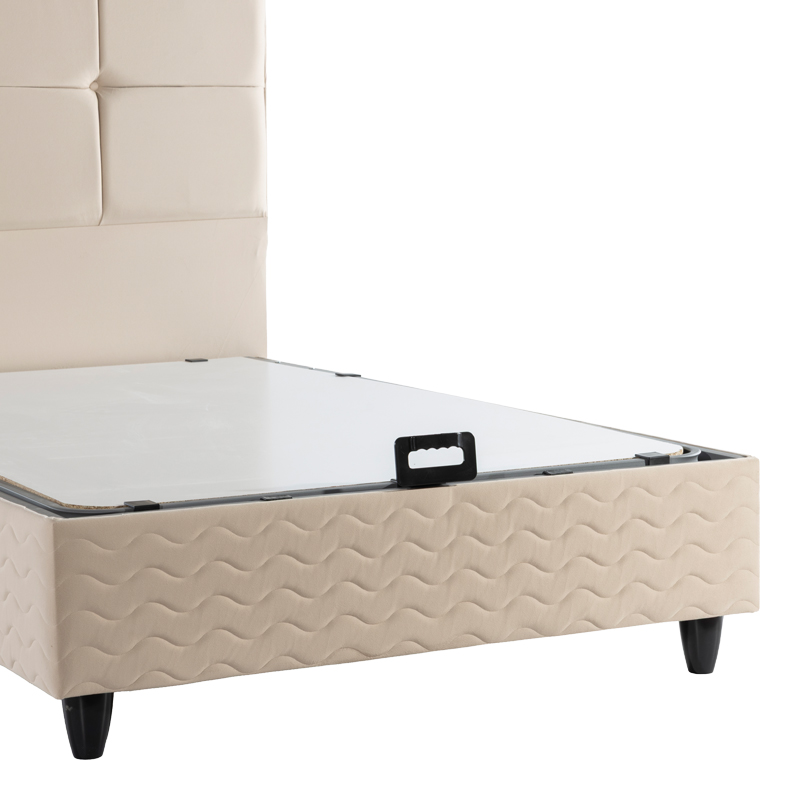 Krevat gjysmë-dopio Punto pakoworld me hapësirë magazinimi kadife krem 120x200cm