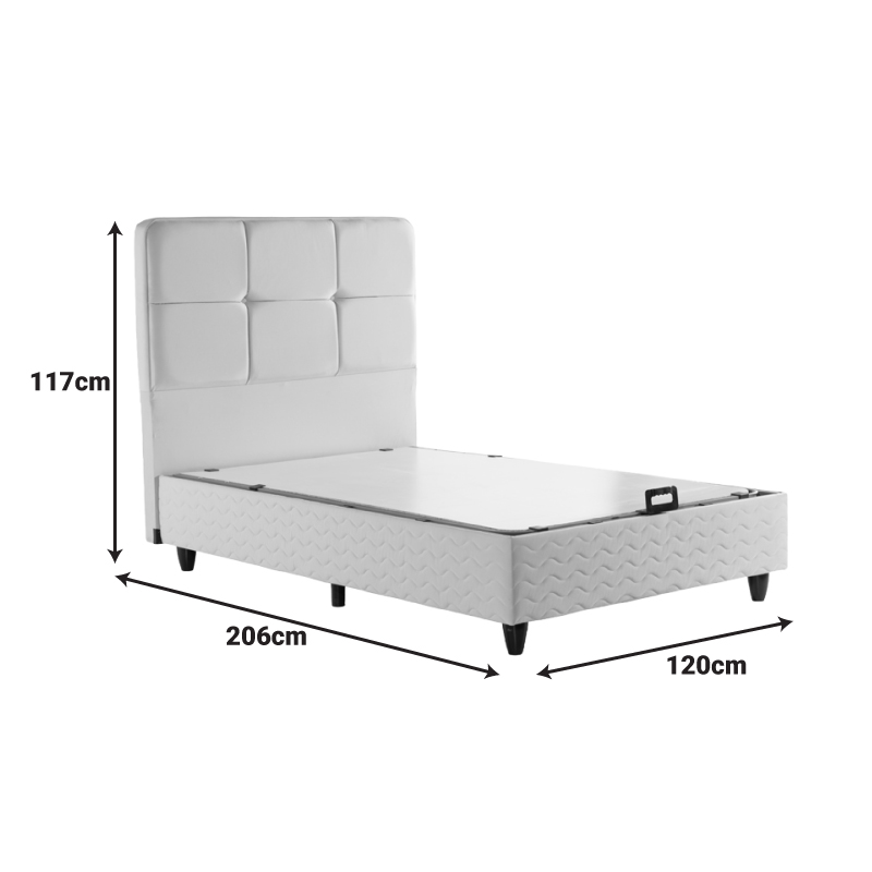 Krevat gjysmë-dopio Punto pakoworld me hapësirë magazinimi kadife krem 120x200cm
