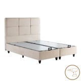 Krevat dopio Punto pakoworld me hapësirë magazinimi kadife krem 160x200cm