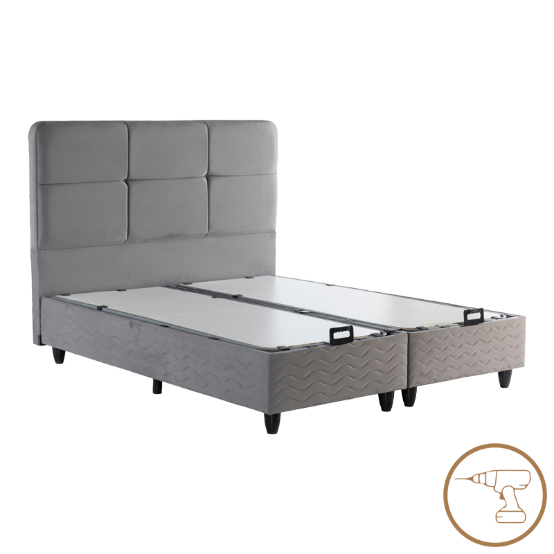 Krevat dopio Punto pakoworld me hapësirë magazinimi kadife gri 160x200cm