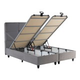 Krevat dopio Punto pakoworld me hapësirë magazinimi kadife gri 160x200cm