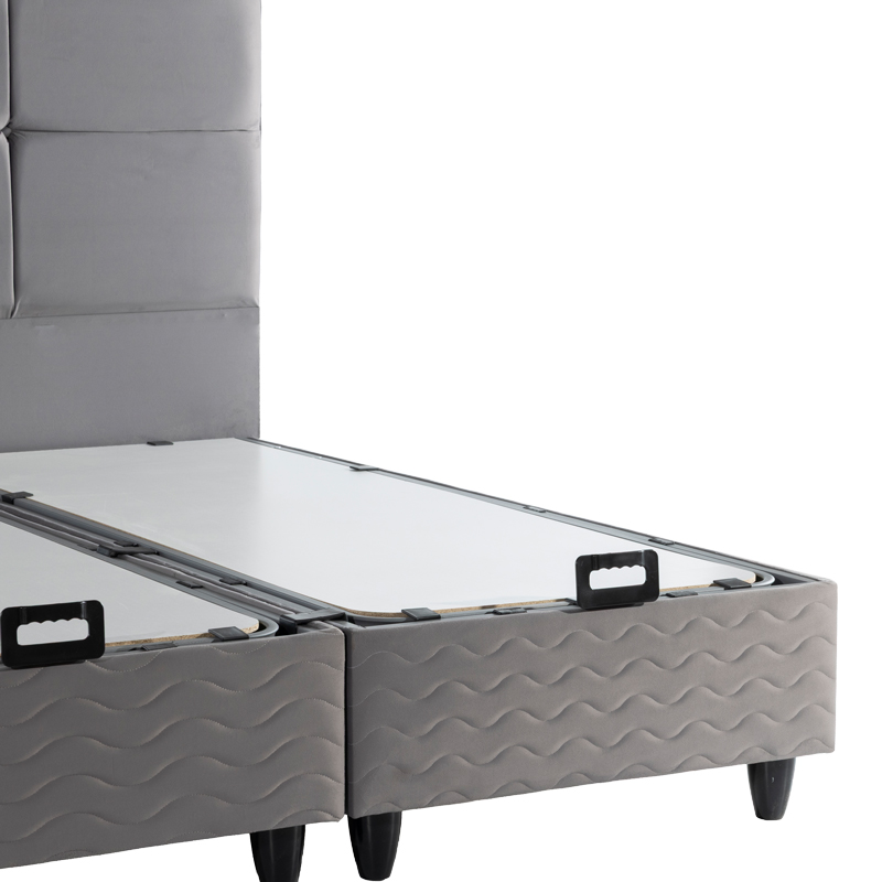 Krevat dopio Punto pakoworld me hapësirë magazinimi kadife gri 160x200cm