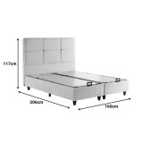 Krevat dopio Punto pakoworld me hapësirë magazinimi kadife gri 160x200cm