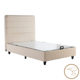 Krevat gjysmë-dopio Linteda pakoworld me hapësirë magazinimi kadife krem 120x200cm