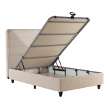 Krevat gjysmë-dopio Linteda pakoworld me hapësirë magazinimi kadife krem 120x200cm