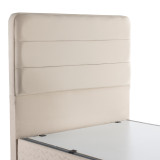Krevat gjysmë-dopio Linteda pakoworld me hapësirë magazinimi kadife krem 120x200cm