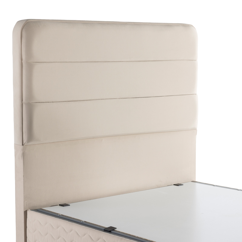 Krevat gjysmë-dopio Linteda pakoworld me hapësirë magazinimi kadife krem 120x200cm