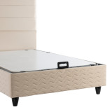 Krevat gjysmë-dopio Linteda pakoworld me hapësirë magazinimi kadife krem 120x200cm