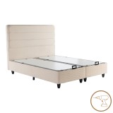 Krevat dopio Linteda pakoworld me hapësirë magazinimi kadife krem 160x200cm
