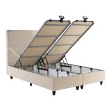 Krevat dopio Linteda pakoworld me hapësirë magazinimi kadife krem 160x200cm