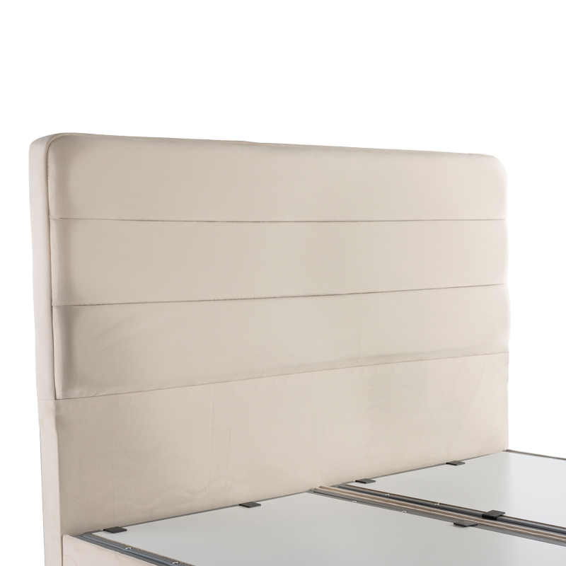 Krevat dopio Linteda pakoworld me hapësirë magazinimi kadife krem 160x200cm
