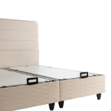 Krevat dopio Linteda pakoworld me hapësirë magazinimi kadife krem 160x200cm