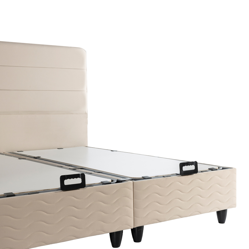Krevat dopio Linteda pakoworld me hapësirë magazinimi kadife krem 160x200cm