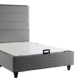 Krevat gjysmë dopio Linteda pakoworld me hapësirë magazinimi kadife antracit 120x200cm