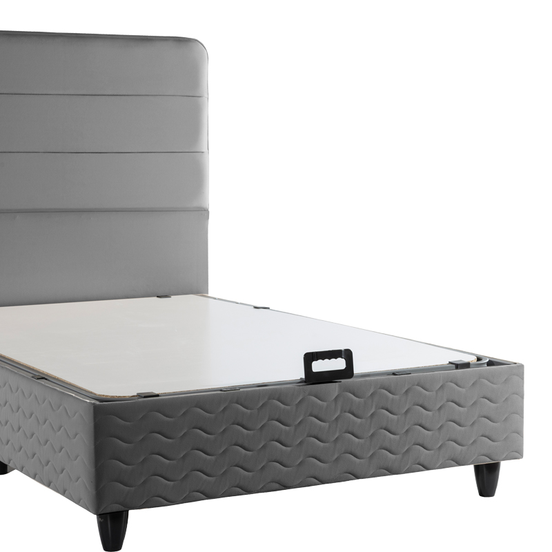 Krevat gjysmë dopio Linteda pakoworld me hapësirë magazinimi kadife antracit 120x200cm