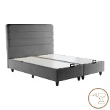 Krevat dopio Linteda pakoworld me hapësirë magazinimi kadife antracit 160x200cm