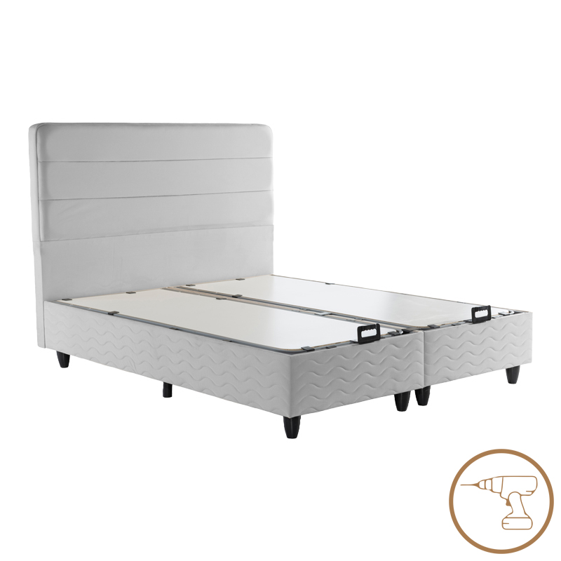 Krevat dopio Linteda pakoworld me hapësirë magazinimi kadife gri 160x200cm