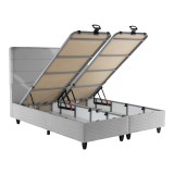 Krevat dopio Linteda pakoworld me hapësirë magazinimi kadife gri 160x200cm
