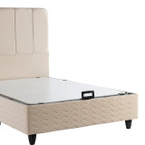 Krevat gjysmë-dopio Lunda pakoworld me hapësirë magazinimi kadife krem 120x200cm