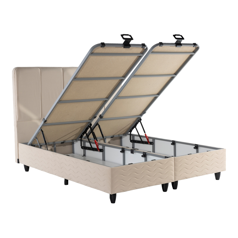 Krevat dopio Lunda pakoworld me hapësirë magazinimi kadife krem 160x200cm