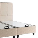 Krevat dopio Lunda pakoworld me hapësirë magazinimi kadife krem 160x200cm