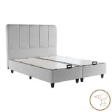 Krevat dopio Lunda pakoworld me hapësirë magazinimi kadife gri 160x200cm