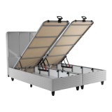 Krevat dopio Lunda pakoworld me hapësirë magazinimi kadife gri 160x200cm