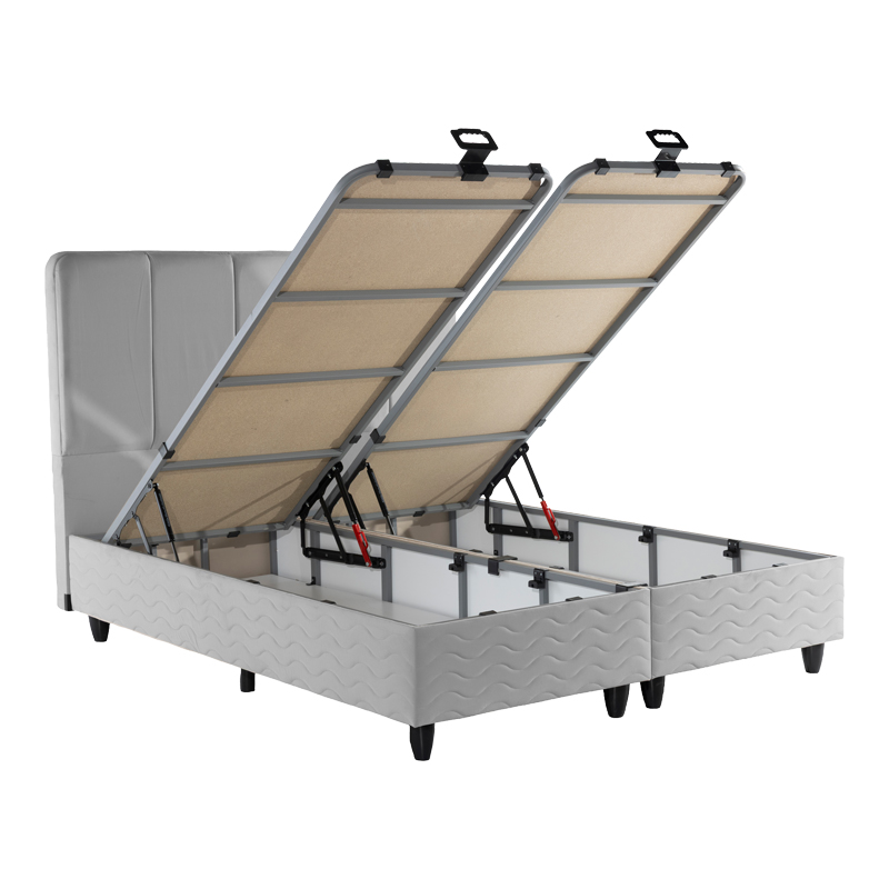 Krevat dopio Lunda pakoworld me hapësirë magazinimi kadife gri 160x200cm