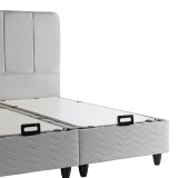 Krevat dopio Lunda pakoworld me hapësirë magazinimi kadife gri 160x200cm