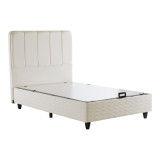 Krevat tek Lunda pakoworld me hapësirë magazinimi kadife krem 90x200cm