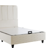 Krevat tek Lunda pakoworld me hapësirë magazinimi kadife krem 90x200cm