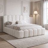 Krevat dopio Narnia pakoworld me hapësirë magazinimi boucle krem 160x200cm