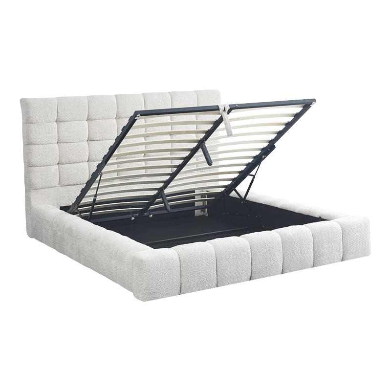 Krevat dopio Pernant pakoworld me hapësirë magazinimi pëlhurë buklé ekru 160x200cm