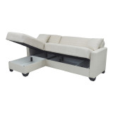 Divan këndi i kthyeshëm me hapësirë magazinimi Stashio pakoworld pëlhurë krem 202x143x84cm